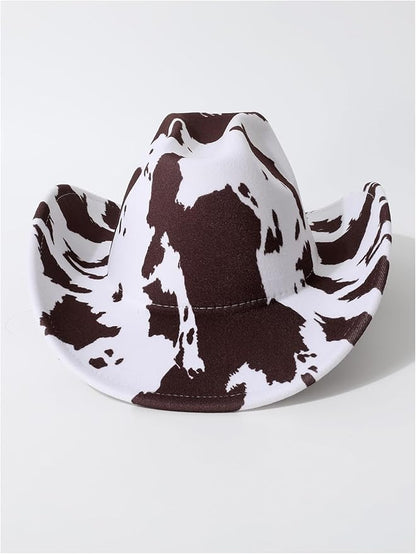 WDIRARA Women's Cowboy Hat Cow Print Western Cowgirl Hats Travel Vacation