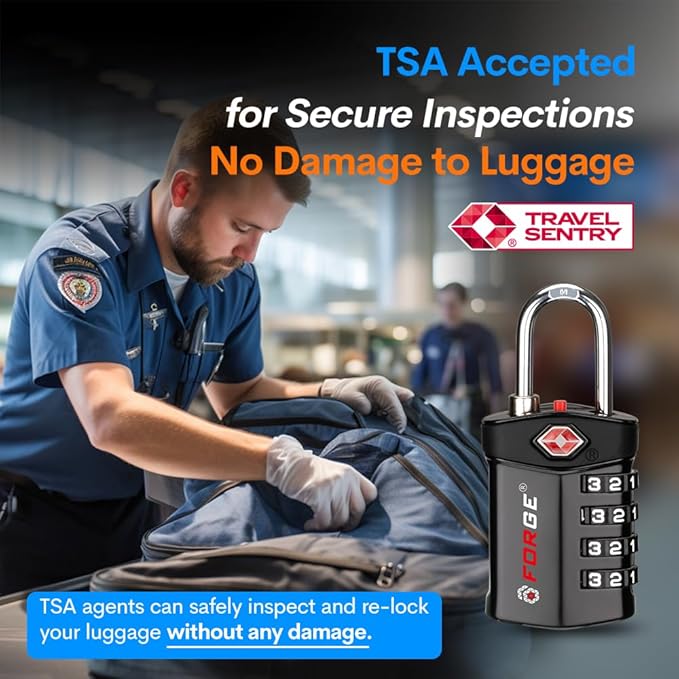 Forge 20 PK Forge 4-Digit Combination Lock, TSA Approved Locks for Luggage, Travel, Gym, School, Suitcase, Backpack, Pelican case, Easy Read dials, zinc Alloy Body.