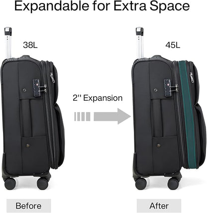 Hanke Expandable 28 Inch Luggage with Spinner Wheels Softside Suitcase Large Rolling Luggage Bag for Travel Checked Suitcases(Black)