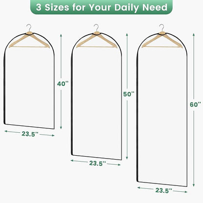 6 Pack Garment Bags for Hanging Clothes - Translucent Suit Bag for Closet Storage, Clothes Cover for Hanging Shirts, Dresses, Travel, Moving - Black