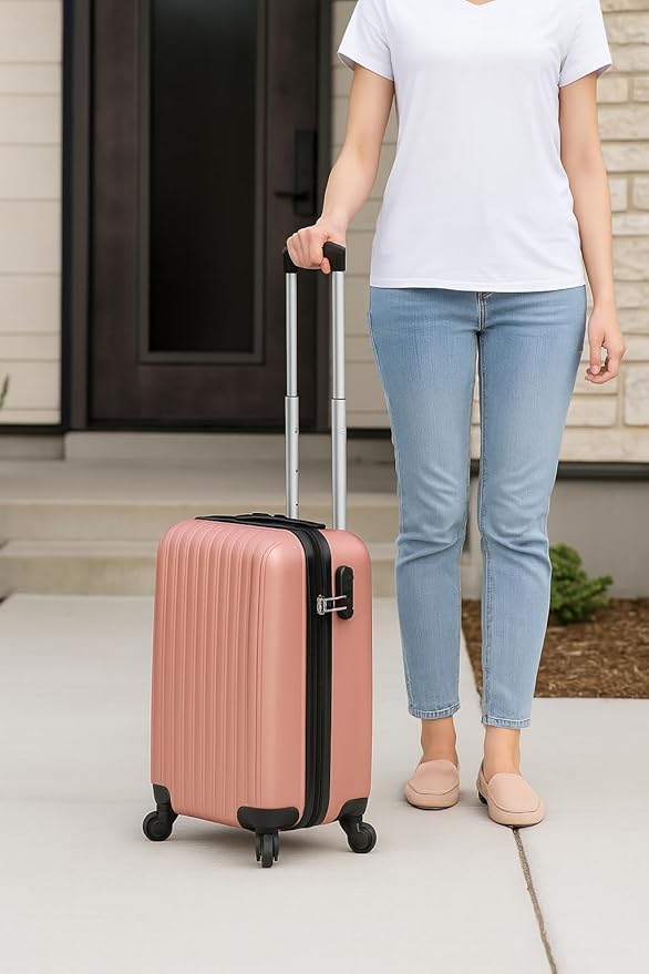Karriage-Mate 20″ Hardside Carry-On Luggage – Lightweight & Durable Travel Suitcase with 360° Spinner Wheels, Telescopic Handle, Built in TSA Lock – Fits Cabin Size Overhead Bins (Red)