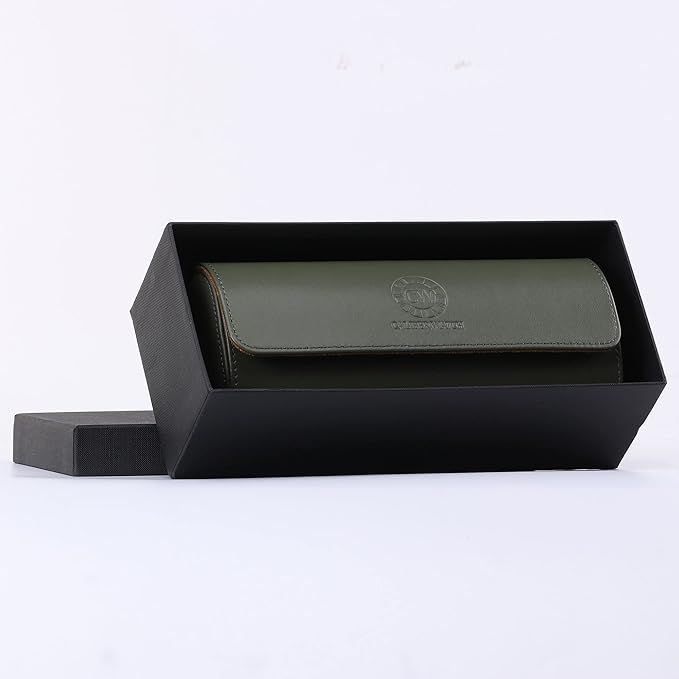Genuine Napa Leather Watch Roll Travel Case for 3 Watches - Travel Watch Rolls and Leather Watch Display Cases with Velvet Interior - Watch Storage Organizer Men's