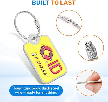Forge Lost and Found Luggage Tags, Global Luggage Tracking Tag, WorldTracer Compatible, Travel Sentry Powered Baggage ID System for Luggage, Bags, Suitcases, and More (Yellow 2 PK)