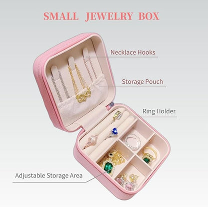 Small Jewelry Box,Travel Jewelry Organizer Case with Stylish Braided Surface,Portable Storage Case for Rings Necklace and Stud Earring