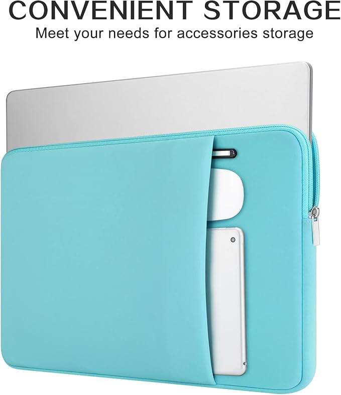 RAINYEAR 13 Inch Laptop Sleeve Compatible 13.3" MacBook Air/Pro M1 M2 M3 M4 A3240 A3113 A2681 A2337 A1932 A2179 A2338 A1706 A1708 Case Bag with Front Pocket Accessories Pouch (Blue, Upgraded Version)