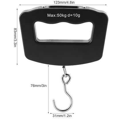 50kg/10g Portable Fishing Scale,Mini Portable Travel Hook Scale,Electronic Hook Scale Luggage Scale with Hook for Travel Fish Weighing Black