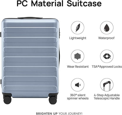 NINETYGO Medium Checked Luggage 24 Inch, Checking In Luggage with Smooth Spinner Wheels, Lightweight, Hard Shell PC Suitcase, Lightweight Travel Luggage, TSA Approved (Shadow, Rhine Basic)