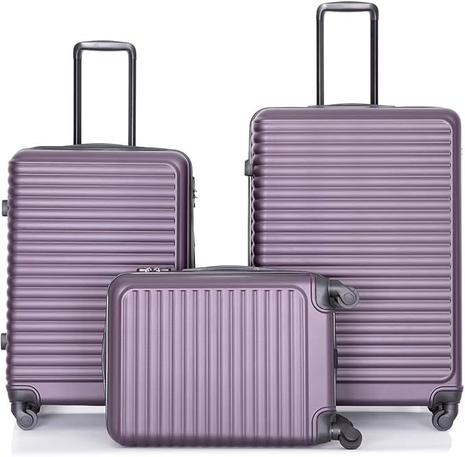 Travelhouse Luggage Sets, Expandable Hardside Suitcases 24in/28in, Carry on 20in,3 Piece Set Travel Luggages Clearance with Double Spinner Wheels TSA Lock Lightweight (Purple-85)