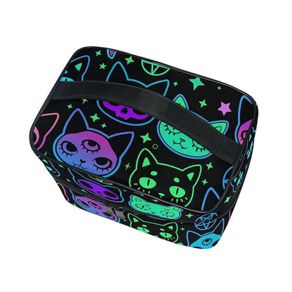Cosmetic Bag Rainbow Cat Witchcraft Moon Star Travel Makeup Organizer Bag Portable Train Case for Women Girls