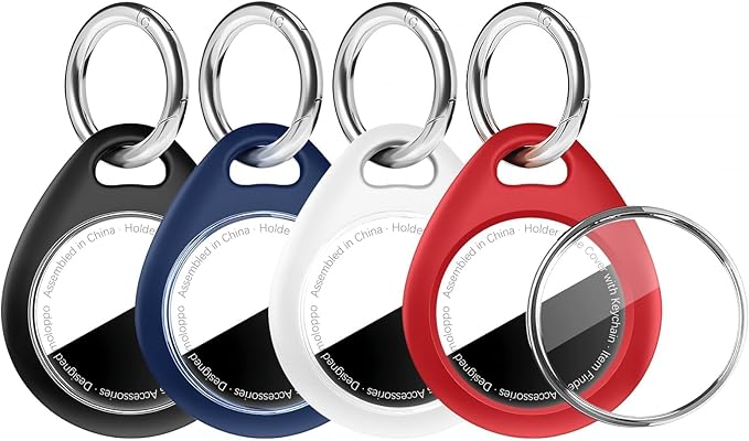 Holder for Air Tags-4 Pack for Apple for AirTag Holder for AirTag Keychain, Waterproof TPU Shell Protective Case with Keychain, for Air tag Accessories for GPS Item Finder Tracker, 4 Colors