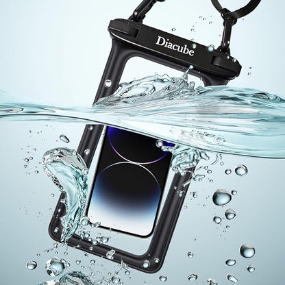 2-Pack Waterproof Phone Pouch, Universal IPX8 Floating Waterproof Case with Adjustable Lanyard for All Phones [Up to 8.3"] Beach, Waterpark & Travel Essentials - White