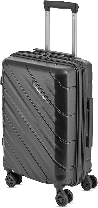 Karriage-Mate Expandable Hardside Carry-On Luggage Set, Suitcase with Eight Spinning Wheels, 20-Inch and Scratch-Resistant Surface (Black)