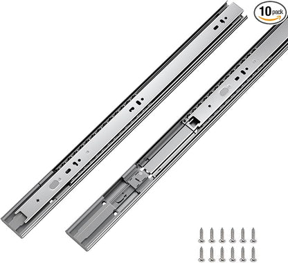 LONTAN 10 Pairs Soft Close Drawer Slides 18 inch SL4502S3-18 Ball Bearing Full Extension Dresser Drawer Glides Side Mount Heavy Duty Kitchen Cabinet Rails 100lb Capacity