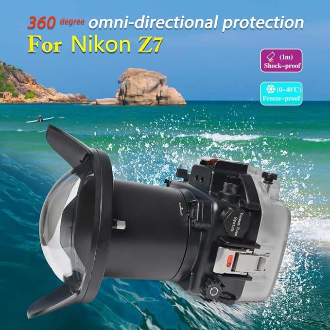 Sea frogs 40M/130ft Underwater Camera Housing Waterproof Case for Nikon Z7, Compatible with Nikon Z6, with 6 Inch Dome Port Kit