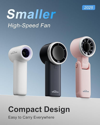 WHATOOK Mini Pocket Fan Portable Handheld Fans,3000mah Small Rechargeable Turbo Personal Fan Travel Essential Outdoor Activities Beach Vacations Camping Gifts for Women face makeup skincare (White)