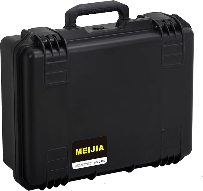 MEIJIA Premium Waterproof Hard Compact Camera Case with customizable fit foam,Full Protection with Light&Convenient Design,19.3"x15.25"x7.3".,Elegant Black