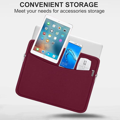 Laptop Sleeve 15.6 inch, Shockproof Protective Laptop Cover Briefcase Carrying Bag with Accessory Pocket, Portable Computer Case Compatible with MacBook, HP, Dell, Lenovo, Asus, Wine Red