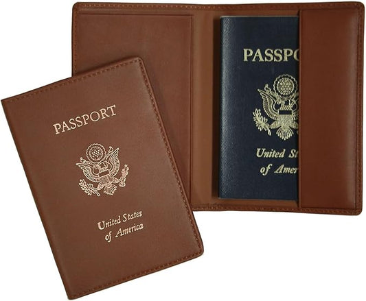 Royce Leather Rfid Blocking Passport Travel Document Organizer In Genuine Leather Packing Organizer, Tan 1