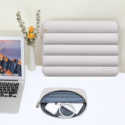 MOSISO 15-15.6 inch Laptop Case, 16 inch Puffy Laptop Sleeve Compatible with MacBook Pro 16, HP Dell ASUS Acer Toshiba Lenovo Notebook Computer, Polyester Horizontal Bag with Small Case, Gray
