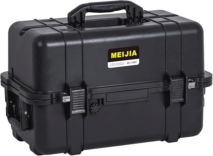 MEIJIA All Weather Waterproof Hard Camera Case,Hard Case,With Customized Fit Foam Included, Elegant Black,Fit for Drones,camera,lens (20.87"x12.72"x12.76")