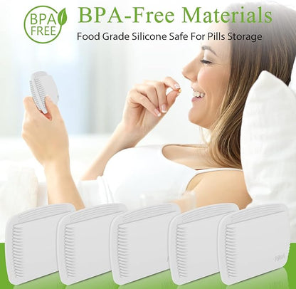 1 Pieces Pill Organizer Reusable Pocket Pill Case Portable Open Pill Pouch Silicone Small Pill Box Pill Container Pill Holder Pill Bags Organizing Medication, Vitamins, and Tablets for Travel (White)