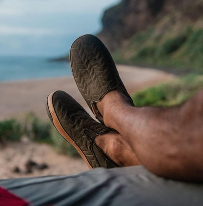 OLUKAI Hanohano Men's Slipper, Weather Resistant Waxed Canvas, Rubber Grip Soles for Inside & Outside Wear, Durable & Comfortable Slip-On