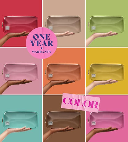 Embla Clear Cosmetic Bag Makeup Case, Clear Zipper Make Up Pouch and Toiletry Travel Tote, Cute Skincare Pouches for Women Girls, Preppy Purse Cosmetic Organizer, Small Makeup Bags, Ruby Red