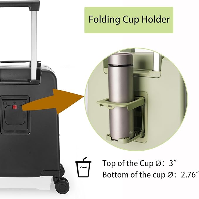 UNIKER Laptop Briefcase with Cup Holder,Small Rolling Suitcase for Work,Carry On Luggage 17x12x10,16 Inch Suitcases with 4 Spinner Wheels,Rolling Teacher Bag Black