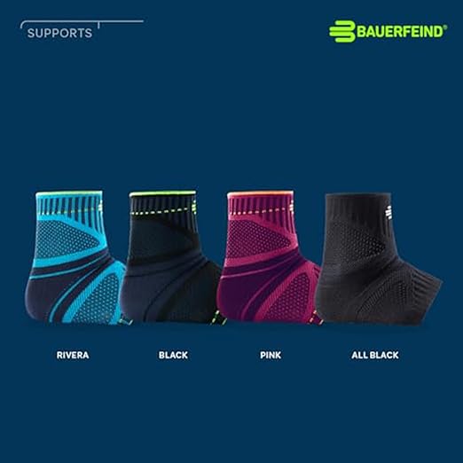 Bauerfeind Sports Ankle Support Dynamic - Ankle Compression Sleeve for Freedom of Movement - 3D AirKnit Fabric for Breathability - Premium Quality & Washable (XXL, All Black)