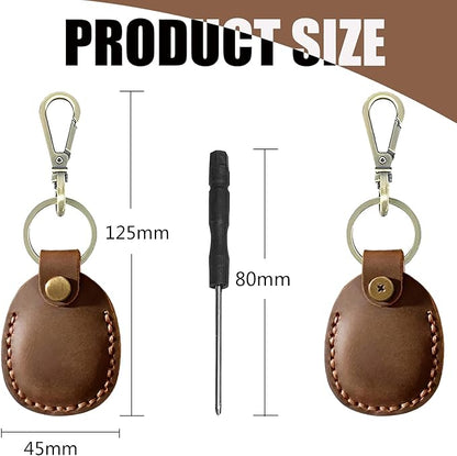 Timyca for Airtag Holder Keychain-Genuine Leather for Airtag Keychain Holder 4 Pack,Handmade for Air Tag Case Scratch-Resistant Leather Key Chain Ring Compatible for Airtag,Dog Collar,Luggage