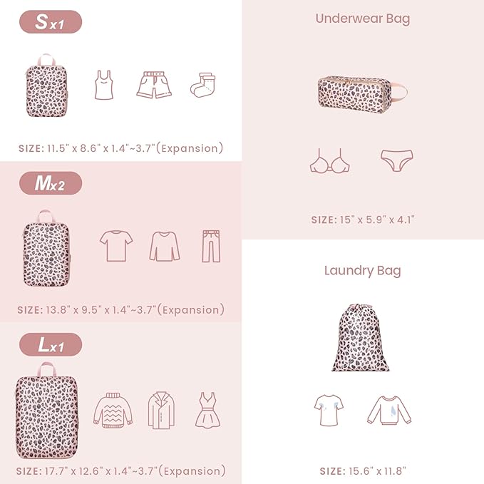 Cambond Compression Packing Cubes for Travel Women - Expandable Travel Bags Luggage Organizers Travel Essentials Compression Cubes for Travel Carry on Suitcases Organizer