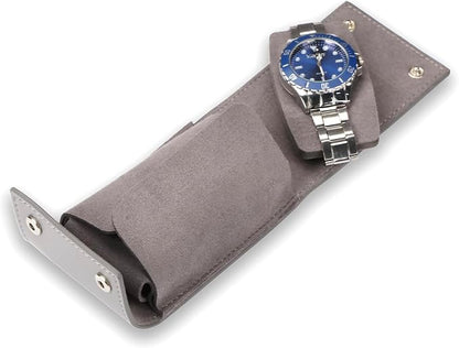Travel Watch Pouch/Leather Watch Travel Case with Suede Lining/Luxury Leather Travel Watch Box Single Watch Pouch Christmas Gift for Man/Woman/Office