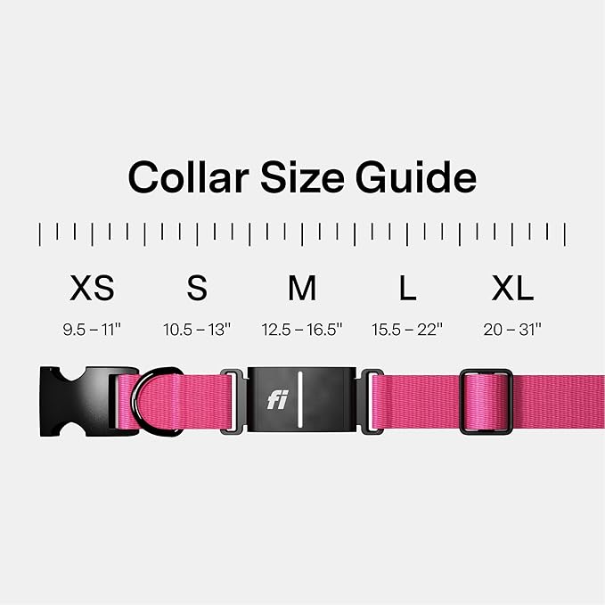 New Fi Series 3+ Smart Dog Tracker Collar [12 Month Membership Included] GPS Tracker for Dogs with Health & Behavior Monitoring, Escape Alerts, Waterproof, LED, Apple Watch Compatible (Pink, Medium)