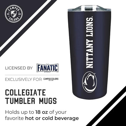 Campus Colors NCAA Stainless Steel Tumbler perfect for Gameday - 18 oz - Double Walled - Keeps Drinks Perfectly Insulated (Penn State Nittany Lions - Navy)