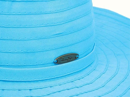 Panama Jack Women's Ribbon Floppy Packable Sun Hat, 4" Big Brim