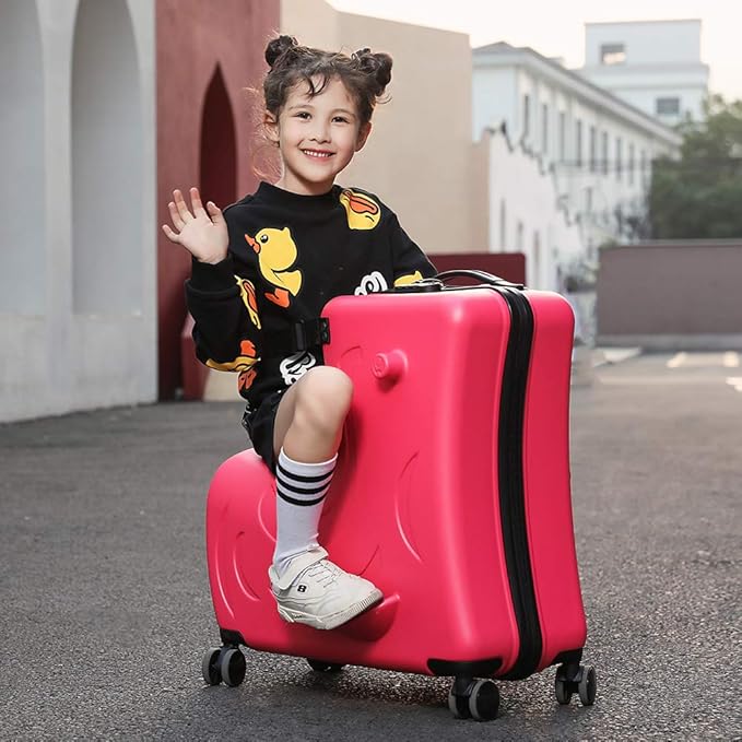 N-A Kids Ride On Suitcase with Wheels, Scooter Luggage for Toddlers Travel, Durable Children's Suitcase for Boys & Girls Ages 2-18 Years
