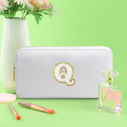 Initial Q Makeup Bags Initial Letter A-Z Cosmetic Bag for Women Friends Daughter Sister Mom Inspirational Gifts Travel Toiletry Bag Christmas Birthday Gifts for Her Bridesmaid Bff Makeup Pouch Q