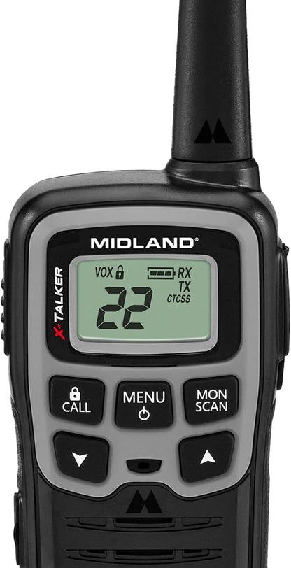 Midland - T51SLV X-Talker Spotting and Recovery Walkie -Talkie Long Range - FRS Two Way Radio for Adults and Kids, 38 Privacy Codes - Black/Silver - 2-Pack