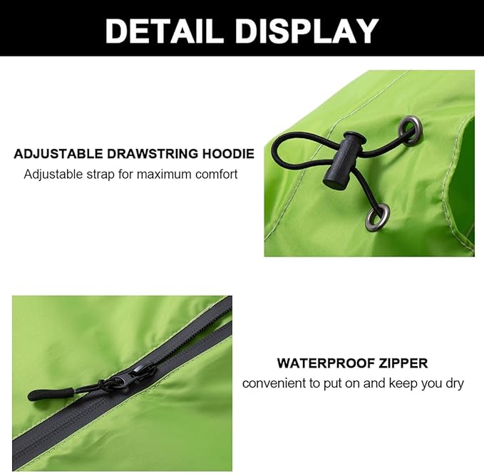 Fashion Hooded Rain Poncho Waterproof Raincoat Jacket with pocket for Women/Men/Adult