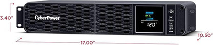 CyberPower CP1500PFCRM2U PFC Sinewave UPS Battery Backup and Surge Protector, 1500VA/1000W, 8 Outlets, AVR, Short Depth 2U Rackmount; UL Certified