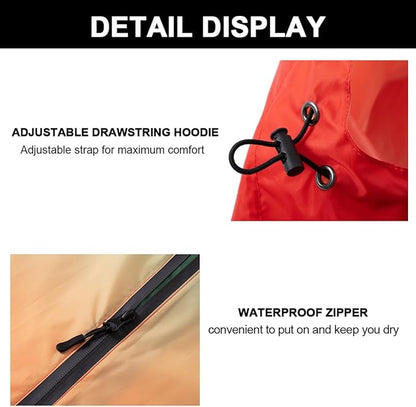 Fashion Hooded Rain Poncho Waterproof Raincoat Jacket with pocket for Women/Men/Adult