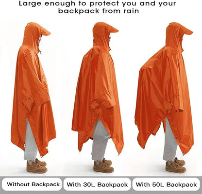 Cosmine Hooded Rain Poncho for Adult with Pocket, Waterproof Lightweight Unisex Raincoat Jacket for Hiking Camping Emergency