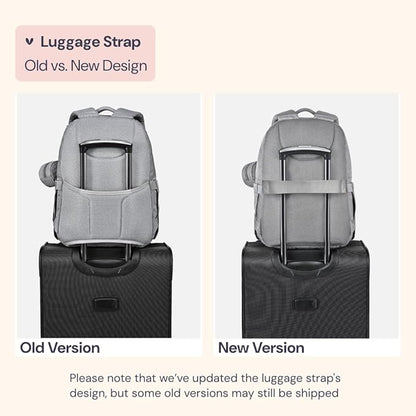BabbleRoo Diaper Bag Backpack - Travel Large Baby Diaper Bag with Changing pad, Waterproof Baby Bags for Mom & Dad, Unisex Bags with Pacifier Case, Luggage Strap & Stroller Clips– Light Gray