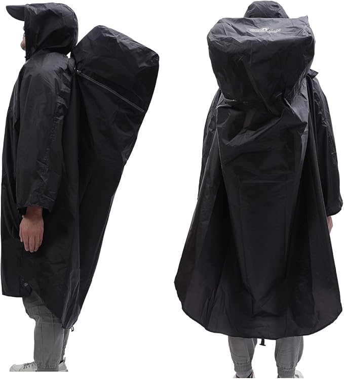 Adventure World Globotrekker Backpack Poncho Lightweight Waterproof Rain Poncho for Hiking, Camping, Travel & Outdoor Use