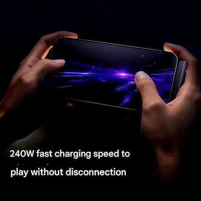 Sideways Phone Charger,240W Braided Fast Charge Cable with Built-in Phone Stand,2026 New 2-in-1 Invisible Holder Charger Cable,Sideways Charging Cable for Gaming, Office, Car Travel (2PCS)