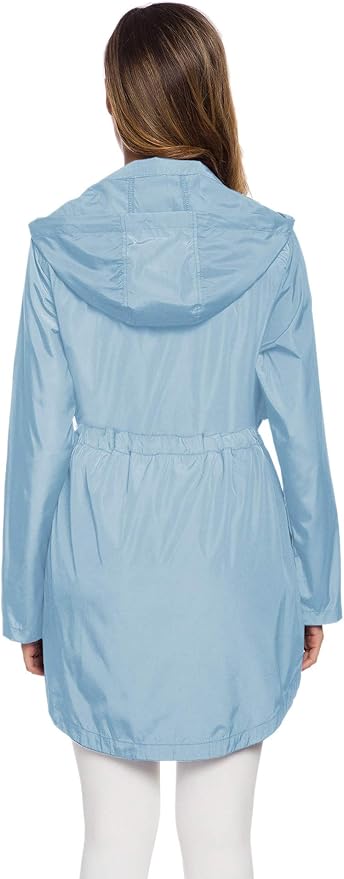 Avoogue Women's Long Raincoat with Hood Outdoor Lightweight Windbreaker Rain Jacket Waterproof