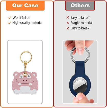 Leather Keychain Case Holder Compatible with Apple AirTag, GPS Airtag Keychain Finder Tracker with Key Ring, Anti-Scratch Protective Air Tag Cover