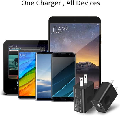 FONKEN USB Wall Charger, 3-Pack 5V 2A Power Adapter Universal Travel USB Plug Cell Phone Block Cube Compatible With iPhone, iPad, Google Nexus, Samsung, LG, HTC, Moto, Kindle and More
