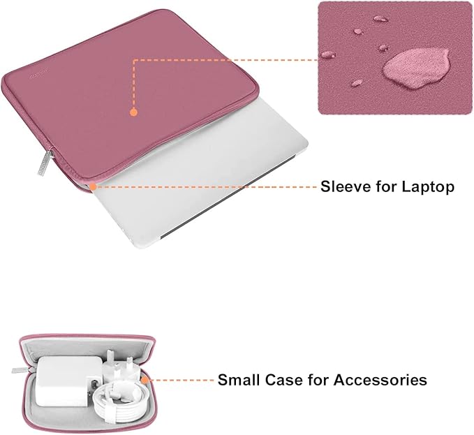 MOSISO Laptop Case 13.3 inch, 13-13.3 inch Laptop Sleeve Bag Compatible with MacBook Air/Pro 13/Pro 14 M5 M4 M3 M2 M1, HP Dell ASUS Lenovo, Neoprene Computer Sleeve Bag with Small Case, Dusty Rose