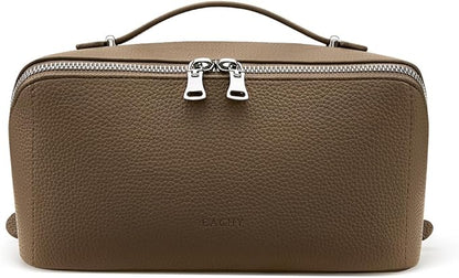 EACHY Makeup Bag,Large Capacity Travel Makeup Bag,Waterproof Portable Open Flat Toiletry Bag Cosmetic Bag with Divider and Handle